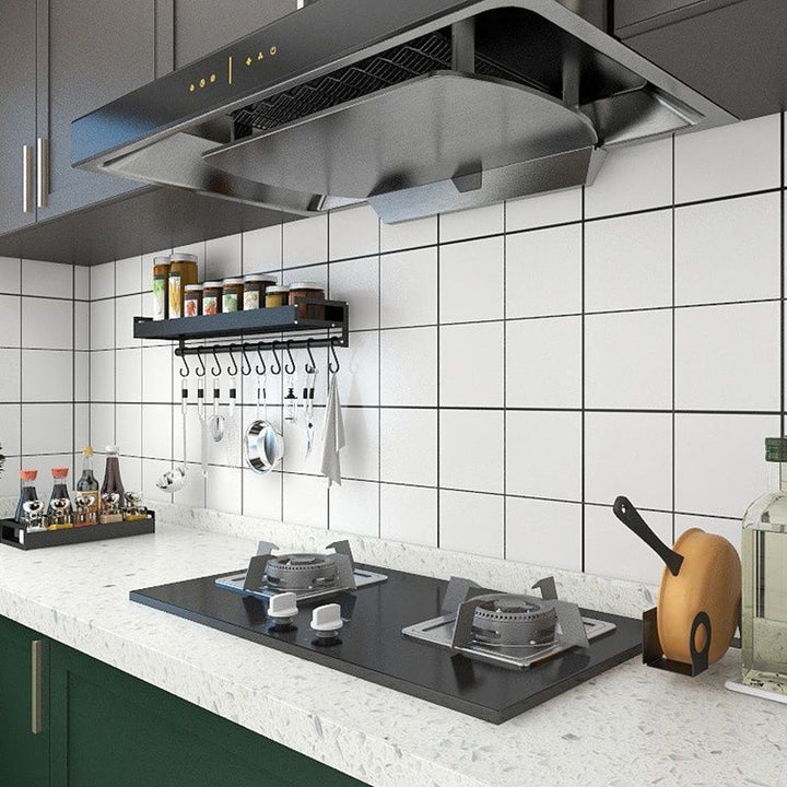 Lisslune | Square Grid Peel and Stick Tile PVC Mosaic Tile for Kitchen Backsplash