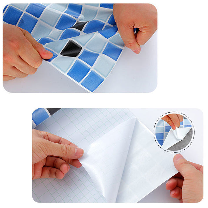 Lisslune | Square Grid Peel and Stick Tile PVC Mosaic Tile for Kitchen Backsplash