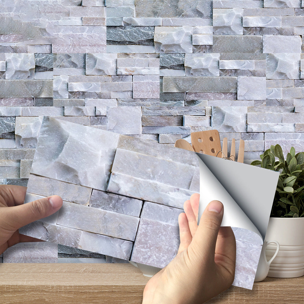 Lisslune | Modern Gray PVC Peel and Stick Tiles Rectangular Stacked Stone Mosaic Tile
