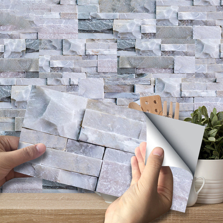 Lisslune | Modern Gray PVC Peel and Stick Tiles Rectangular Stacked Stone Mosaic Tile