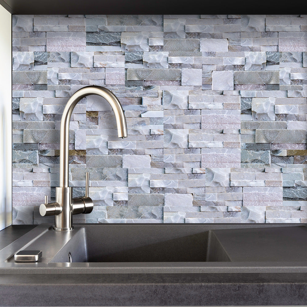 Lisslune | Modern Gray PVC Peel and Stick Tiles Rectangular Stacked Stone Mosaic Tile