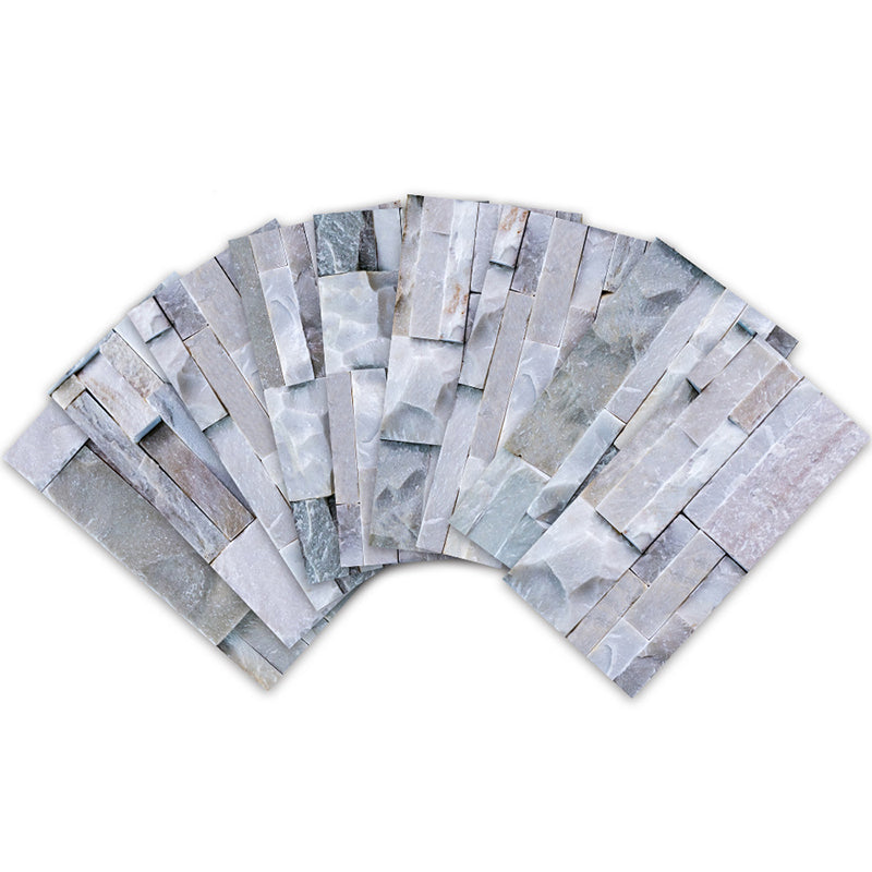 Lisslune | Modern Gray PVC Peel and Stick Tiles Rectangular Stacked Stone Mosaic Tile