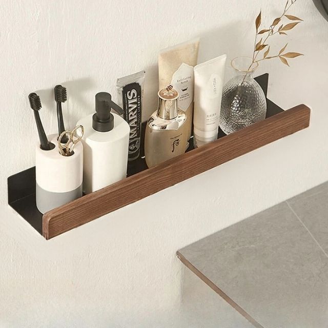 Lisslune | Solid Wood Bathroom Organizer Shelves Without Drilling