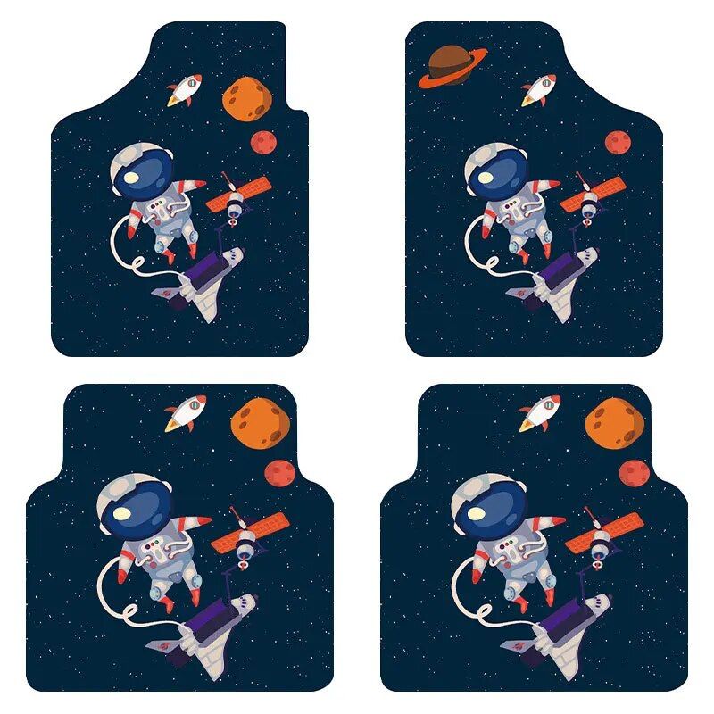 Lisslune | 4-piece comic pattern car mats - Universal fit for cars, SUVs, and 7-seater vans