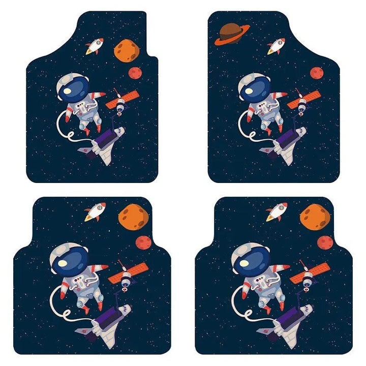 Lisslune | 4-piece comic pattern car mats - Universal fit for cars, SUVs, and 7-seater vans