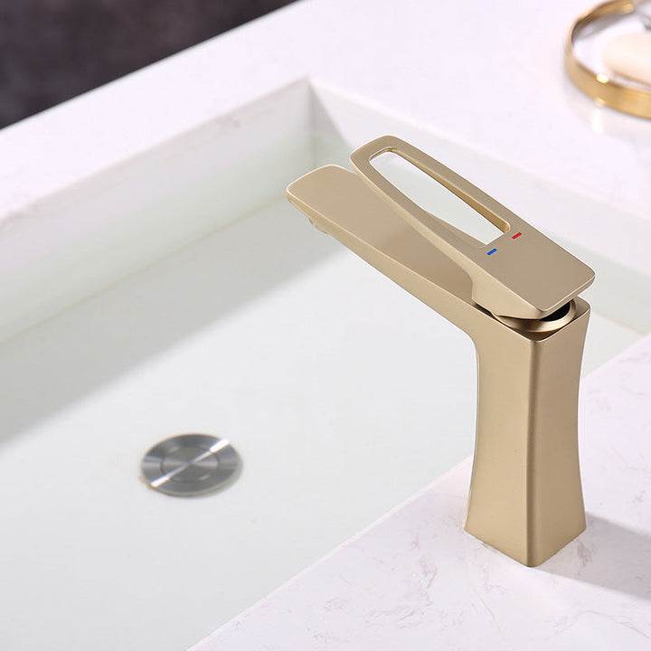 Lisslune | Glam Vessel Sink Faucet Brass Lever Handles with Drain Assembly Sink Faucet