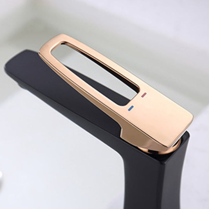Lisslune | Glam Vessel Sink Faucet Brass Lever Handles with Drain Assembly Sink Faucet