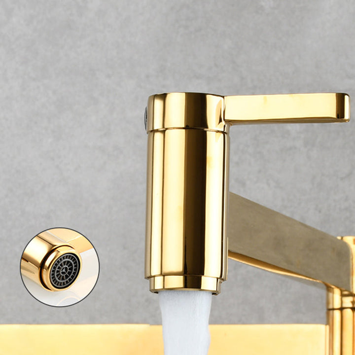 Lisslune | Beautiful Wall Mounted Brass Fixtures Stain Resistant Wall Mounted Bathroom Faucet
