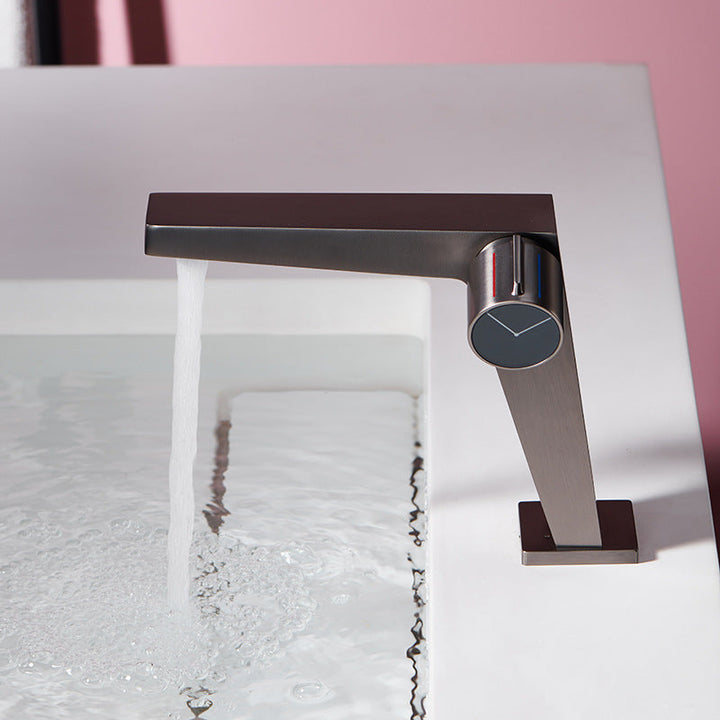 Lisslune | Modern Bathroom Sink Faucet Brass Knob Handle Low Arc Basin Faucet