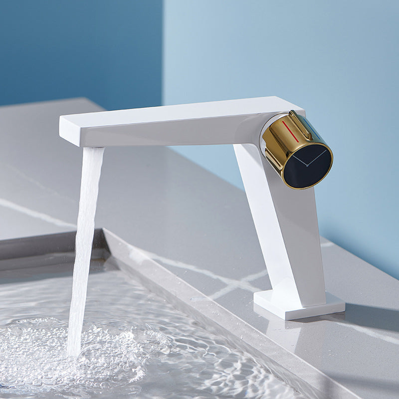 Lisslune | Modern Bathroom Sink Faucet Brass Knob Handle Low Arc Basin Faucet