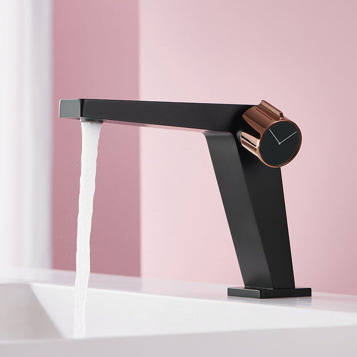 Lisslune | Modern Bathroom Sink Faucet Brass Knob Handle Low Arc Basin Faucet