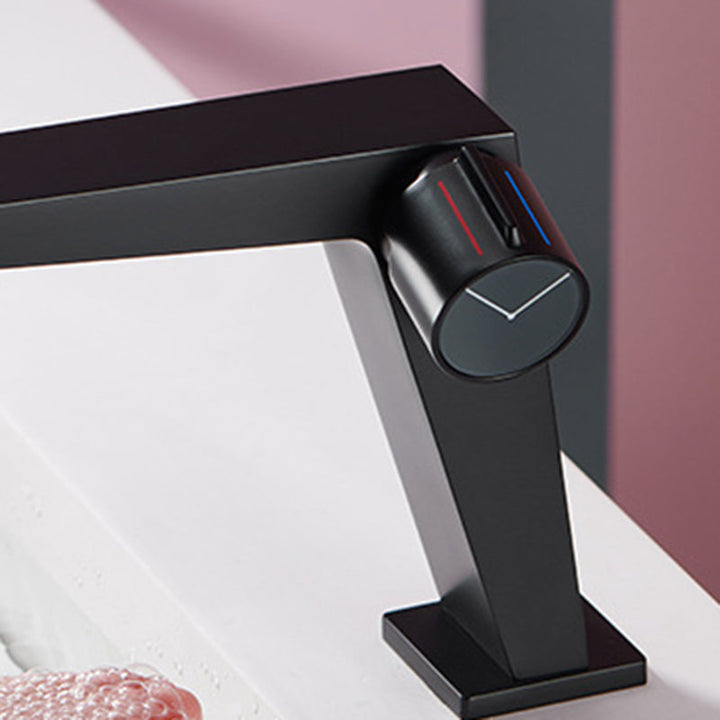 Lisslune | Modern Bathroom Sink Faucet Brass Knob Handle Low Arc Basin Faucet