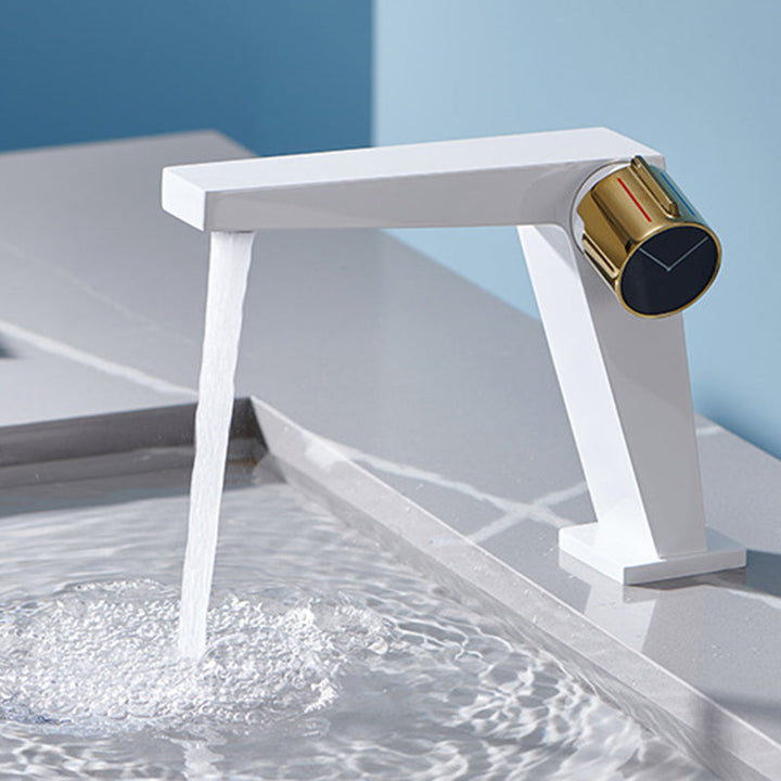 Lisslune | Modern Bathroom Sink Faucet Brass Knob Handle Low Arc Basin Faucet