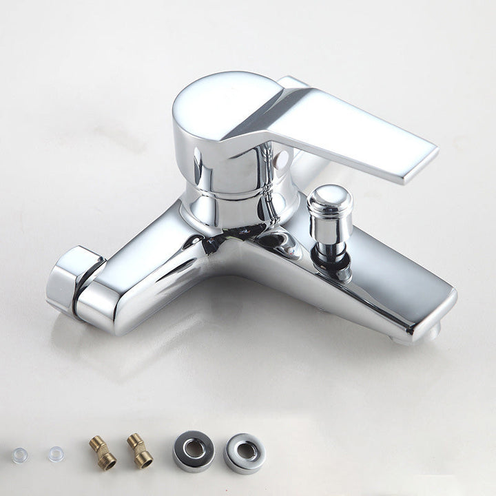 Lisslune | Modern Silver Faucet Copper with 1-Handle 2-Hole Bathroom Faucet