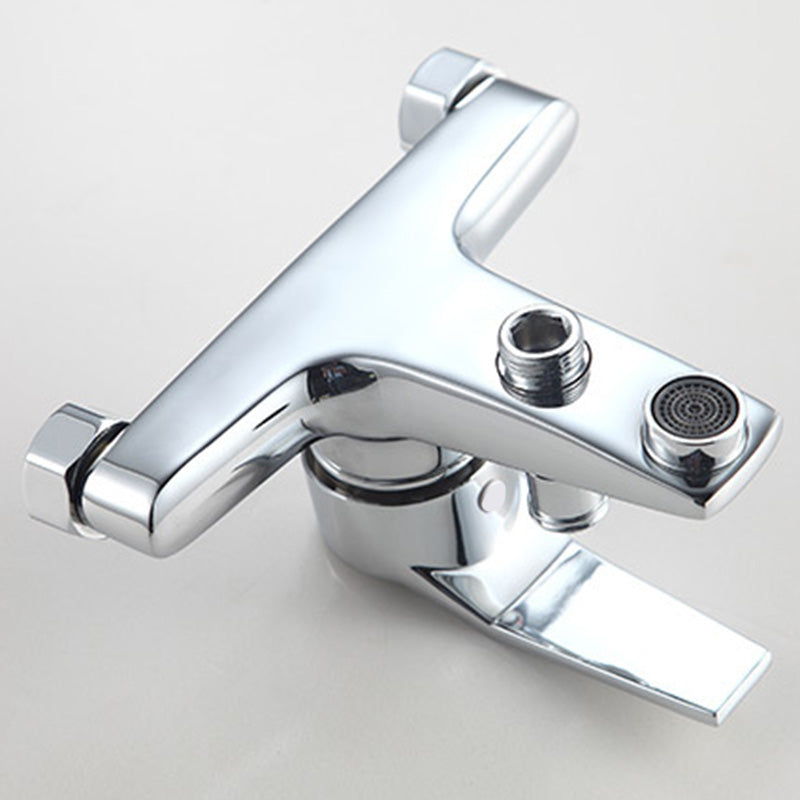 Lisslune | Modern Silver Faucet Copper with 1-Handle 2-Hole Bathroom Faucet
