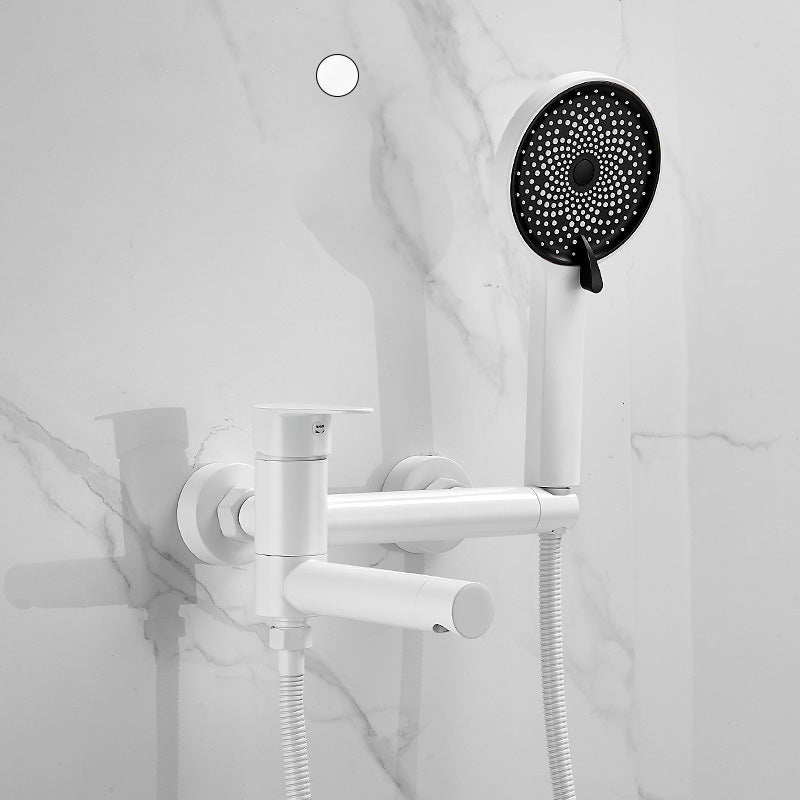 Lisslune | Modern Bath Rim Piece Single Handle Wall Mounted Bathtub Faucet with Hand Shower