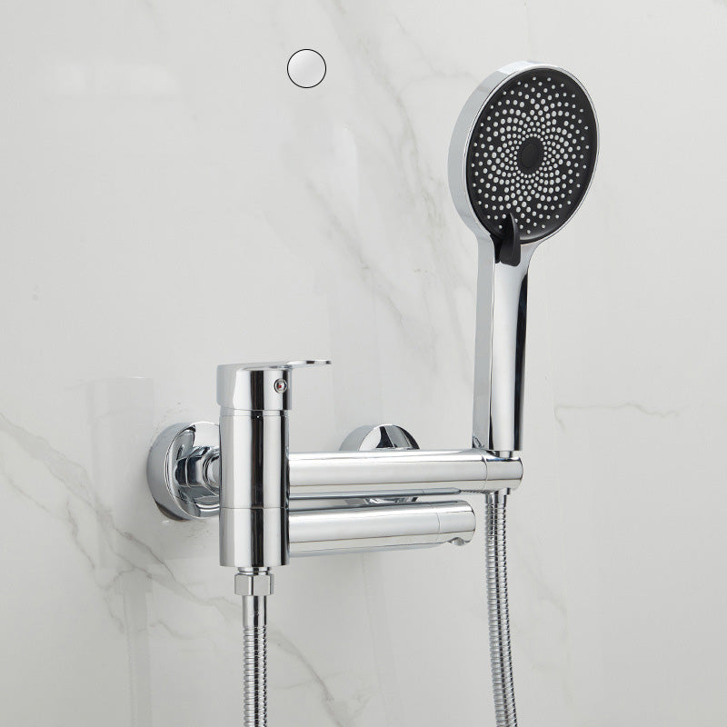 Lisslune | Modern Bath Rim Piece Single Handle Wall Mounted Bathtub Faucet with Hand Shower