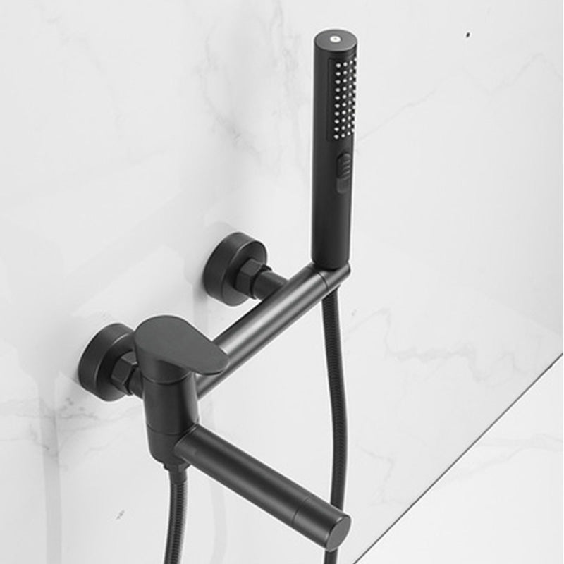 Lisslune | Modern Bath Rim Piece Single Handle Wall Mounted Bathtub Faucet with Hand Shower