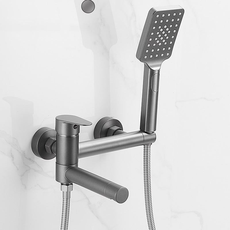 Lisslune | Modern Bath Rim Piece Single Handle Wall Mounted Bathtub Faucet with Hand Shower