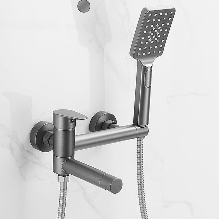 Lisslune | Modern Bath Rim Piece Single Handle Wall Mounted Bathtub Faucet with Hand Shower