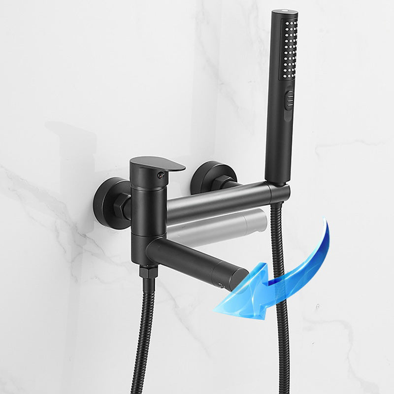 Lisslune | Modern Bath Rim Piece Single Handle Wall Mounted Bathtub Faucet with Hand Shower