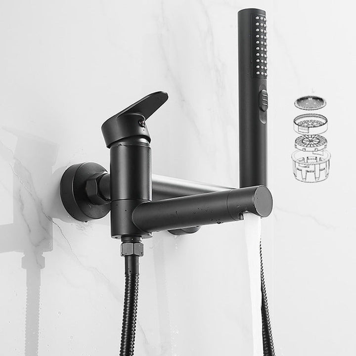 Lisslune | Modern Bath Rim Piece Single Handle Wall Mounted Bathtub Faucet with Hand Shower