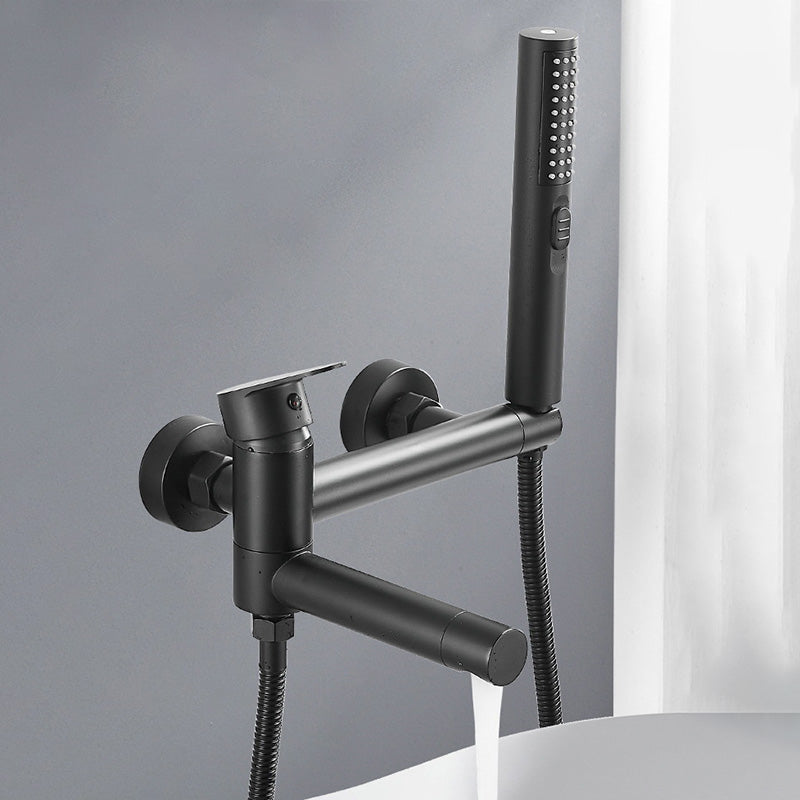 Lisslune | Modern Bath Rim Piece Single Handle Wall Mounted Bathtub Faucet with Hand Shower