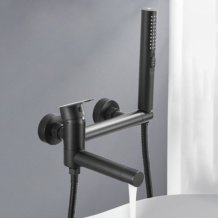 Lisslune | Modern Bath Rim Piece Single Handle Wall Mounted Bathtub Faucet with Hand Shower