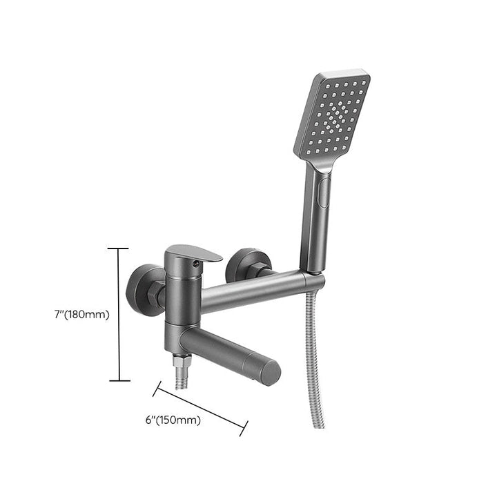 Lisslune | Modern Bath Rim Piece Single Handle Wall Mounted Bathtub Faucet with Hand Shower
