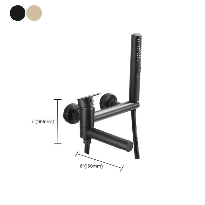 Lisslune | Modern Bath Rim Piece Single Handle Wall Mounted Bathtub Faucet with Hand Shower