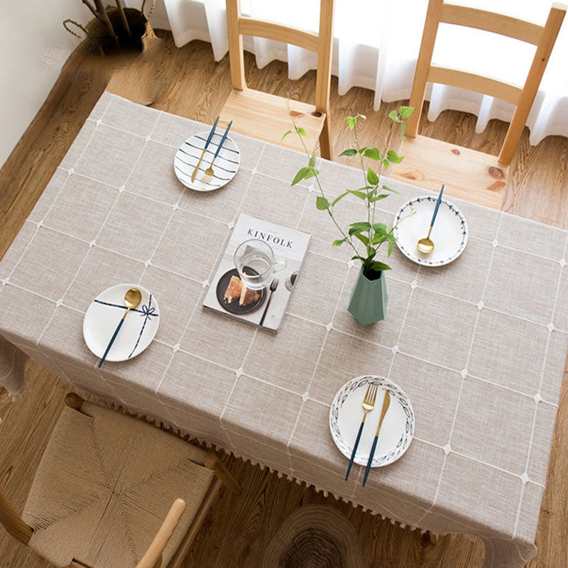 Lisslune | Waterproof Oil-resistant Rectangular Tablecloth Cotton Linen Wrinkle-resistant Tablecloth for Kitchen Dining Room Buffet Party
