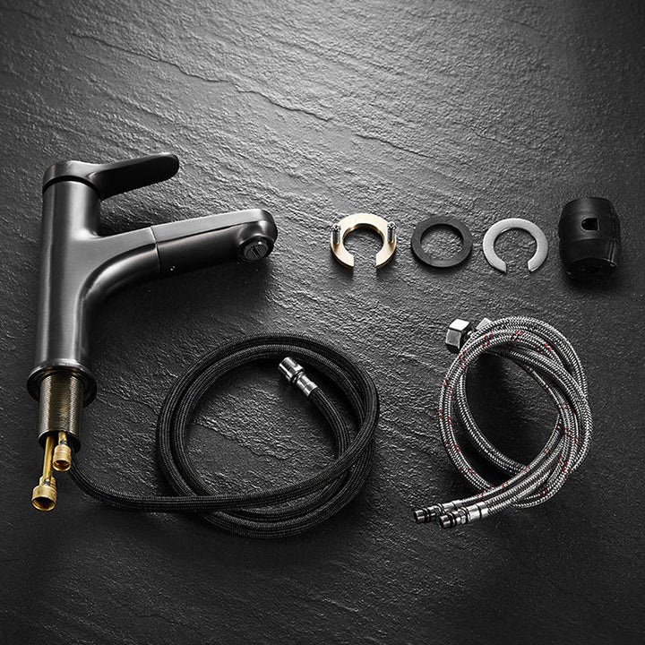 Lisslune | Simplicity Brass Sink Faucet Low Arc Solid Color Centerset Vanity Faucet for the Bathroom