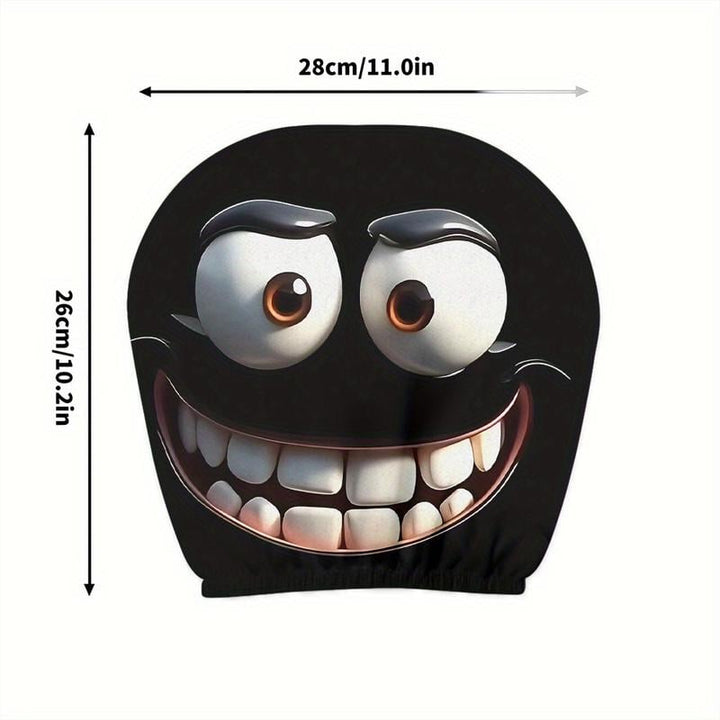 Lisslune | 2pcs Set of Funny Big-Eyed Grinning Cartoon Print Car Seat Headrest Covers