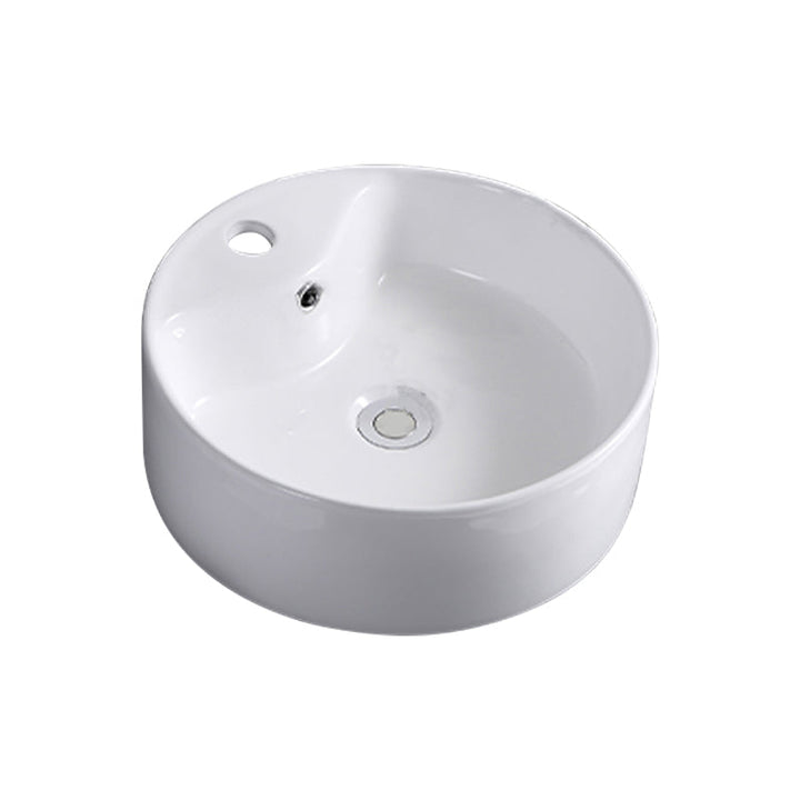 Lisslune | Contemporary sink with single drain hole porcelain round basin