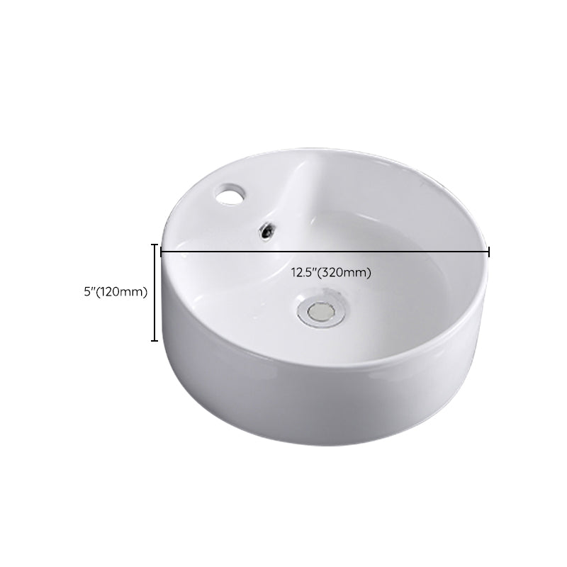 Lisslune | Contemporary sink with single drain hole porcelain round vessel