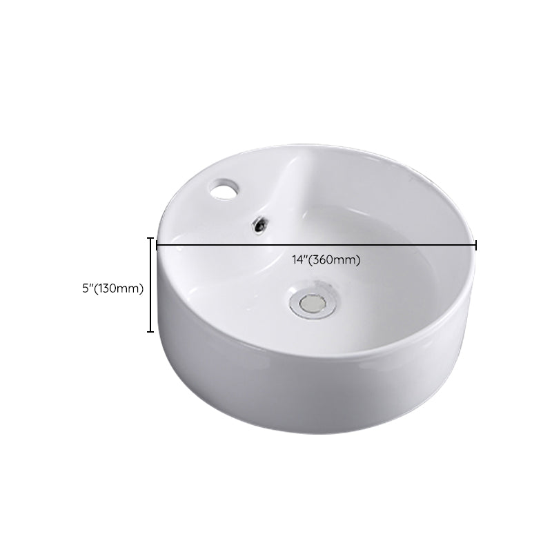 Lisslune | Contemporary sink with single drain hole porcelain round vessel