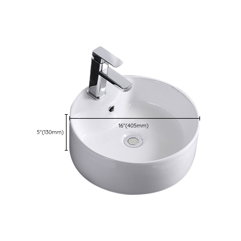 Lisslune | Contemporary sink with single drain hole porcelain round vessel
