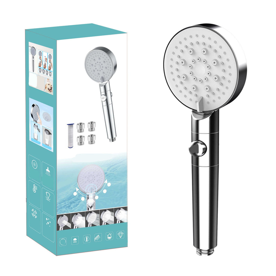 Lisslune | Round Handheld Showerhead Plastic Adjustable Spray Pattern Showerhead for Home