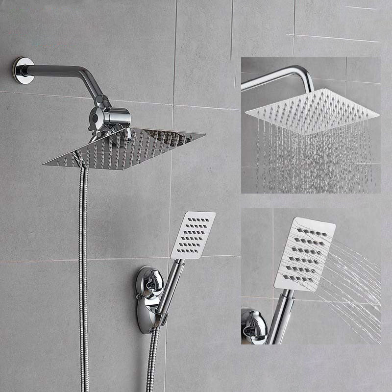 Lisslune | Silver Square Double Shower Head Modern Water Filtration Wall Mounted Shower Head