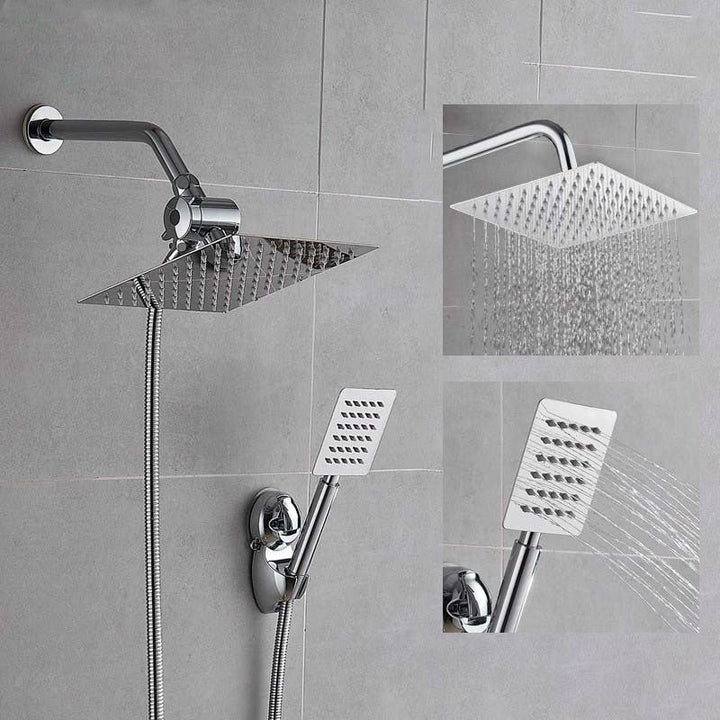 Lisslune | Silver Square Double Shower Head Modern Water Filtration Wall Mounted Shower Head