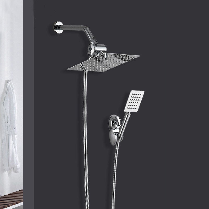 Lisslune | Silver Square Double Shower Head Modern Water Filtration Wall Mounted Shower Head