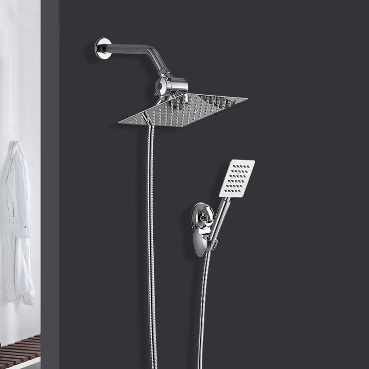 Lisslune | Silver Square Double Shower Head Modern Water Filtration Wall Mounted Shower Head