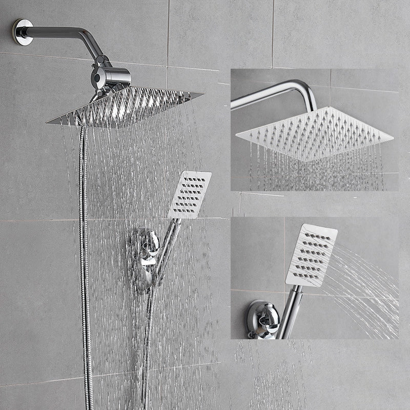 Lisslune | Silver Square Double Shower Head Modern Water Filtration Wall Mounted Shower Head