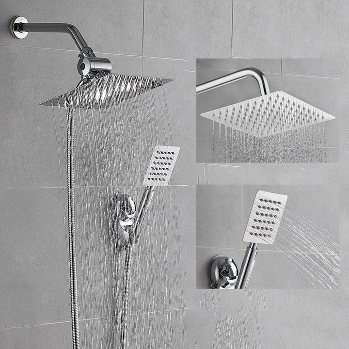 Lisslune | Silver Square Double Shower Head Modern Water Filtration Wall Mounted Shower Head