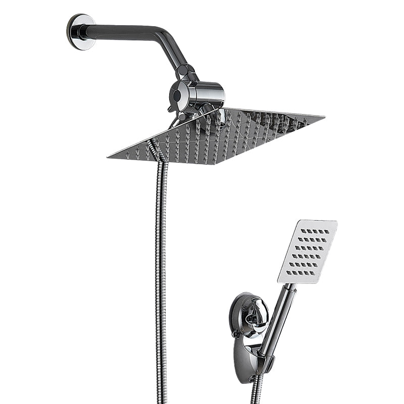 Lisslune | Silver Square Double Shower Head Modern Water Filtration Wall Mounted Shower Head
