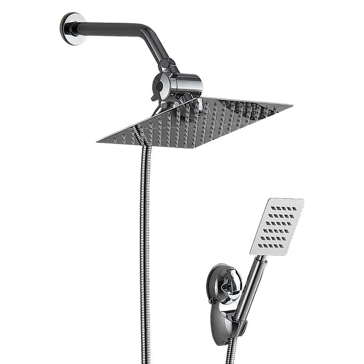 Lisslune | Silver Square Double Shower Head Modern Water Filtration Wall Mounted Shower Head