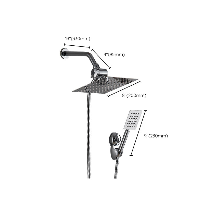 Lisslune | Silver Square Double Shower Head Modern Water Filtration Wall Mounted Shower Head