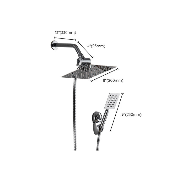 Lisslune | Silver Square Double Shower Head Modern Water Filtration Wall Mounted Shower Head