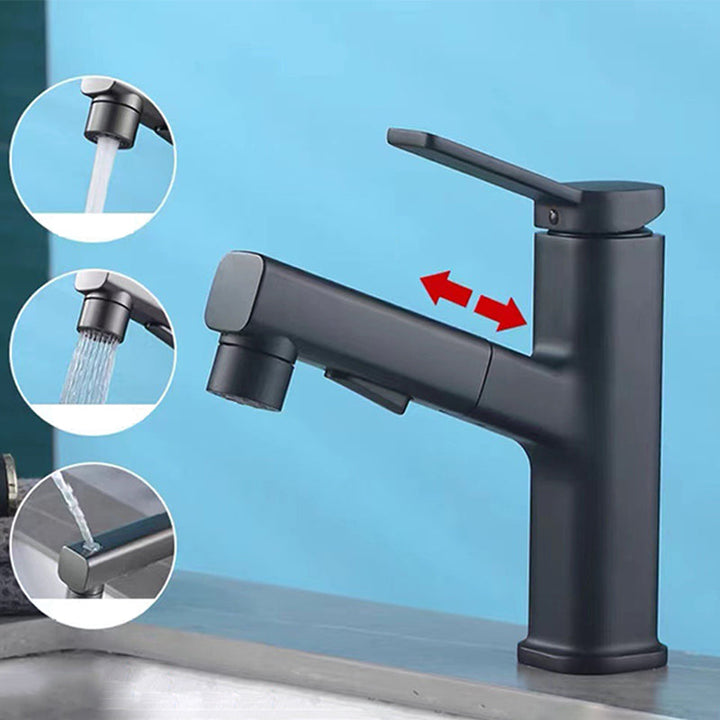 Lisslune | Modern Bathroom Sink Faucet with Brass Lever Handles and Swivel Spout