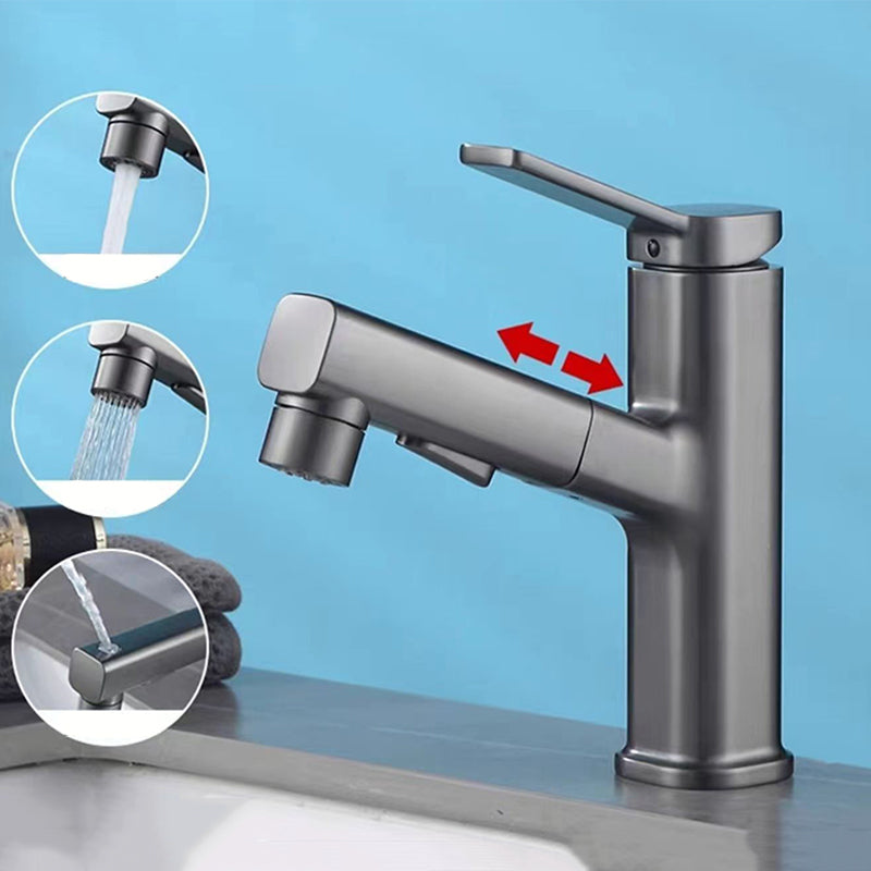 Lisslune | Modern Bathroom Sink Faucet with Brass Lever Handles and Swivel Spout